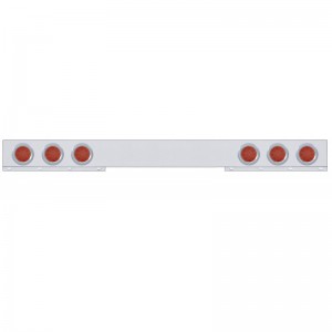 Stainless Steel Rear Light Bar W/ Six 12 Red Led 4" Reflector Light W/ Bezel - Red Lens