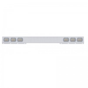 Stainless Steel 1 Piece Rear Light Bar W/ Six 15 Red Led Rectangular Light W/ Bezel - Clear Lens