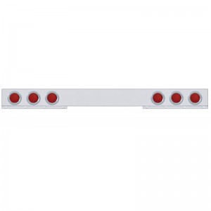 Stainless Steel 1 Piece Rear Light Bar W/ Six 36 Red Led 4" Economy Light W/ Bezel - Red Lens