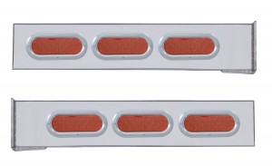 (2/Bulk) Stainless Steel 2 Pcs. Rear Lt Bar W/ 6 Straight 19 Led Oval Lens Lt W/ Bezel - 4 Hole Flange Mount