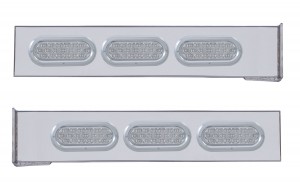(2/Bulk) Stainless Steel 2 Pcs. Rear Lt Bar W/ 6 Straight 19 Led Oval Clear Lens Lt W/ Bezel - 4 Hole Flange Mount