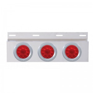 Stainless Steel Top Mud Flap Light Bracket W/ Three 10 Led 4" Light W/ Bezel - Red Lens