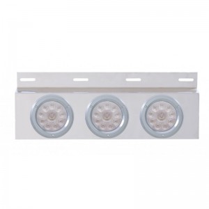 Stainless Steel Top Mud Flap Light Bracket W/ Three 10 Led 4" Light W/ Bezel - Clear Lens