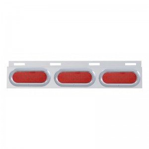 Stainless Steel Top Mud Flap Light Bracket W/ Three 19 Led Oval Light W/ Bezel - Red Lens