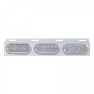 Stainless Steel Top Mud Flap Light Bracket W/ Three 19 Led Oval Light W/ Bezel - Clear Lens