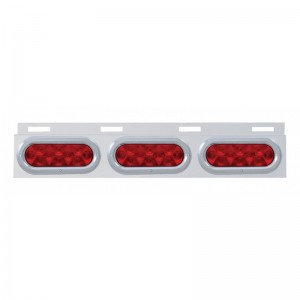 Stainless Steel Top Mud Flap Light Bracket W/ Three 10 Led Oval Light W/ Bezel - Red Lens