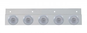Stainless Steel Top Mud Flap Light Bracket W/ Five 9 Led 2" Clearance/Marker Light W/ Bezel - Clear Lens