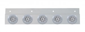 Stainless Steel Top Mud Flap Light Bracket W/ Five 9 Led 2" Reflector Light W/ Bezel - Clear Lens