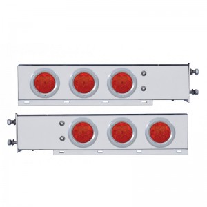 (2/Bulk) Economy 430 Stainless Steel Spring Loaded Rear Light Bar W/ Six 7 Red Led 4" Light W/ Bezel - Red Lens (2 1/2" B.P.)