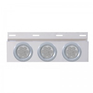Stainless Steel Top Mud Flap Light Bracket W/ Three 7 Led 4" Light W/ Bezel - Clear Lens