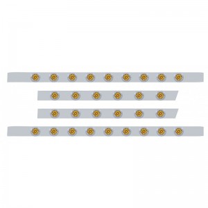 S.S. Peterbilt63" Sleeper Light Panel With Thirty 9 Amber Led 2" Reflector Light With Bezel - Amber Lens