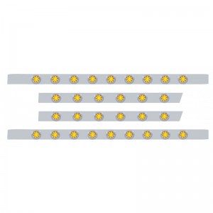 S.S. Peterbilt63" Sleeper Light Panel With Thirty 9 Amber Led 2" Beehive Light With Bezel - Amber Lens