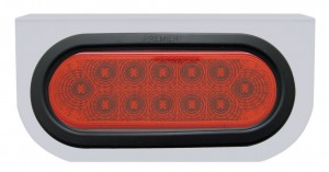 Stainless Steel Light Bracket W/ 12 Red Led Oval Light W/ Grommet - Red Lens