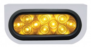 Stainless Steel Light Bracket W/ 10 Amber Led Oval Light W/ Grommet - Amber Lens