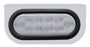 Stainless Steel Light Bracket W/ 10 Red Led Reflector Oval Light W/ Grommet - Clear Lens