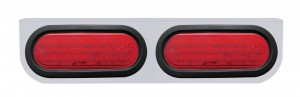 Stainless Steel Light Bracket W/ Two 60 Red Led Oval Light W/ Grommet - Red Lens