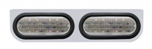 Stainless Steel Light Bracket W/ Two 60 Amber Led Oval Light W/ Grommet - Clear Lens