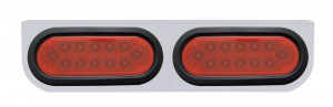 Stainless Steel Light Bracket W/ Two 12 Red Led Oval Light W/ Grommet - Red Lens
