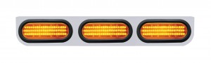 Stainless Steel Light Bracket W/ Three 60 Amber Led Oval Light W/ Grommet - Amber Lens