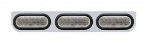 Stainless Steel Light Bracket W/ Three 60 Red Led Oval Light W/ Grommet - Clear Lens