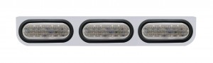 Stainless Steel Light Bracket W/ Three 60 Amber Led Oval Light W/ Grommet - Clear Lens