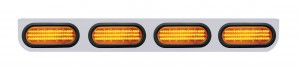 Stainless Steel Light Bracket W/ Four 60 Amber Led Oval Light W/ Grommet - Amber Lens