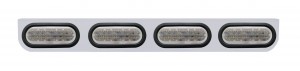 Stainless Steel Light Bracket W/ Four 60 Amber Led Oval Light W/ Grommet - Clear Lens