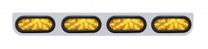 Stainless Steel Light Bracket W/ Four 10 Amber Led Oval Light W/ Grommet - Amber Lens