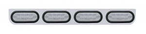 Stainless Steel Light Bracket W/ Four 10 Red Led Reflector Oval Light W/ Grommet - Clear Lens