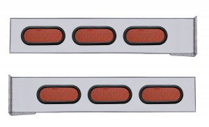 (2/Bulk) Chrome 2 Pcs. Rear Light Bar W/ 6 Straight 19 Led Oval Lens Light W/ Grommet - 4 Hole Flange Mount