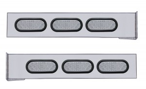 (2/Bulk) Stainless Steel 2 Pcs. Rear Lt Bar W/ 6 Straight 19 Led Oval Clear Lens Lt W/ Grommet - 4 Hole Flange Mount