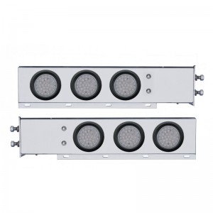 (2/Bulk) Chrome Spring Loaded Rear Light Bar W/ Six 36 Red Led 4" Clear Lens Light W/ Grommet - 2 1/2" Bolt Pattern
