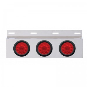Stainless Steel Top Mud Flap Light Bracket W/ Three 10 Led 4" Light W/ Grommet - Red Lens
