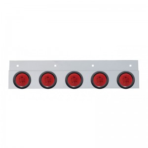 Stainless Steel Top Mud Flap Light Bracket W/ Five 9 Led 2" Low Profile Light W/ Grommet - Red Lens