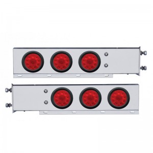 (2/Bulk) Economy 430 Stainless Steel Spring Loaded Rear Light Bar W/ Six 10 Red Led 4" Light W/ Grommet - Red Lens (2 1/2" B.P.)