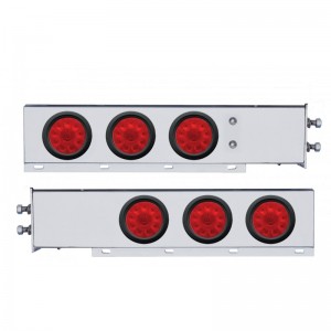 (2/Bulk) Economy 430 Stainless Steel Spring Loaded Rear Light Bar W/ Six 10 Red Led 4" Light W/ Grommet - Red Lens (2" B.P.)