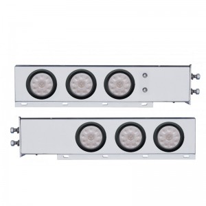 (2/Bulk) Economy 430 Stainless Steel Spring Loaded Rear Light Bar W/ Six 10 Red Led 4" Light W/ Grommet - Clear Lens (2" B.P.)