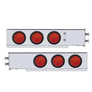 (2/Bulk) Economy 430 Stainless Steel Spring Loaded Rear Light Bar W/ Six 7 Red Led 4" Light W/ Grommet - Red Lens (2" B.P.)