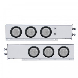 (2/Bulk) Economy 430 Stainless Steel Spring Loaded Rear Light Bar W/ Six 7 Red Led 4" Light W/ Grommet - Clear Lens (2" B.P.)