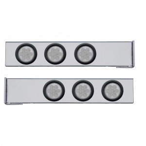 (2/Bulk) Chrome 2 Pcs. Rear Light Bar W/ Six 7 Led 4" Clear Lens Economy Light W/ Grommet - 4 Hole Flange Mount