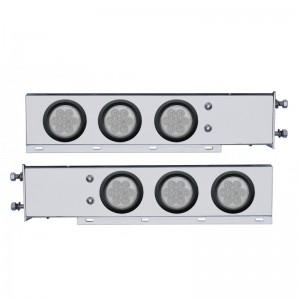 (2/Bulk) Chrome Spring Loaded Rear Light Bar W/ Six 7 Red Led 4" Clear Lens Light W/ Grommet - 3 3/4" Bolt Pattern