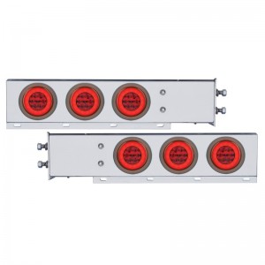 (2/Bulk) Economy 430 Stainless Steel Spring Loaded Rear Light Bar W/ Six 21 Red Led 4" Glo Light W/ Grommet - Red Lens (2 1/2" B.P.)