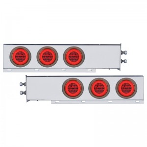 (2/Bulk) Economy 430 Stainless Steel Spring Loaded Rear Light Bar W/ Six 21 Red Led 4" Glo Light W/ Grommet - Red Lens (2" B.P.)