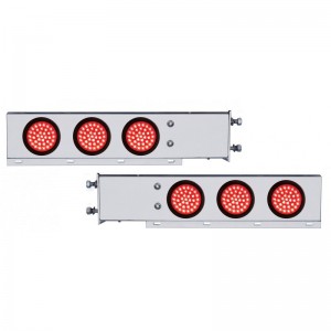 (2/Bulk) Economy 430 Stainless Steel Spring Loaded Rear Light Bar W/ Six 36 Red Led 4" Red Lens Light W/ Grommet - 3 3/4" Bolt Pattern