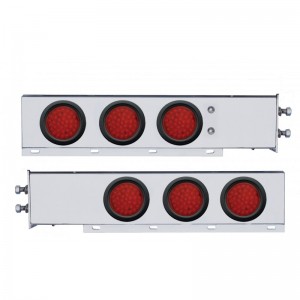 (2/Bulk) Economy 430 Stainless Steel Spring Loaded Rear Light Bar W/ Six 36 Red Led 4" Red Lens Light W/ Grommet - 2" Bolt Pattern