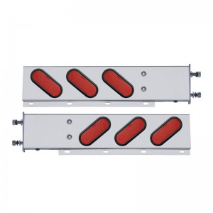 (2/Bulk) Stainless Steel Rear Light Bar With Six 19 Red Led Oval Red Lens Light With Grommet - 3 3/4" Bolt Pattern