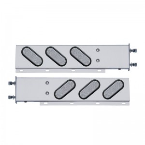 (2/Bulk) Stainless Steel Rear Light Bar With Six 19 Red Led Oval Clear Lens Light With Grommet - 3 3/4" Bolt Pattern