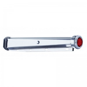 (2/Bulk) 30" Chrome Spring Loaded Mud Flap Hanger 2 1/2" Bolt Center With 2" 9 Led End Cap With Bezel - Red Led / Red Lens