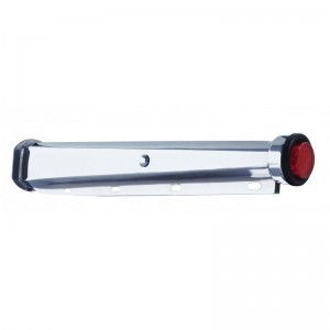 (2/Bulk) 30" Chrome Spring Loaded Mud Flap Hanger 2 1/2" Bolt Center With 2" 9 Led End Cap With Grommet - Red Led / Red Lens
