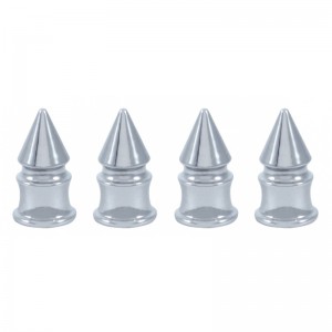 (4/Card) Chrome Spike Valve Caps